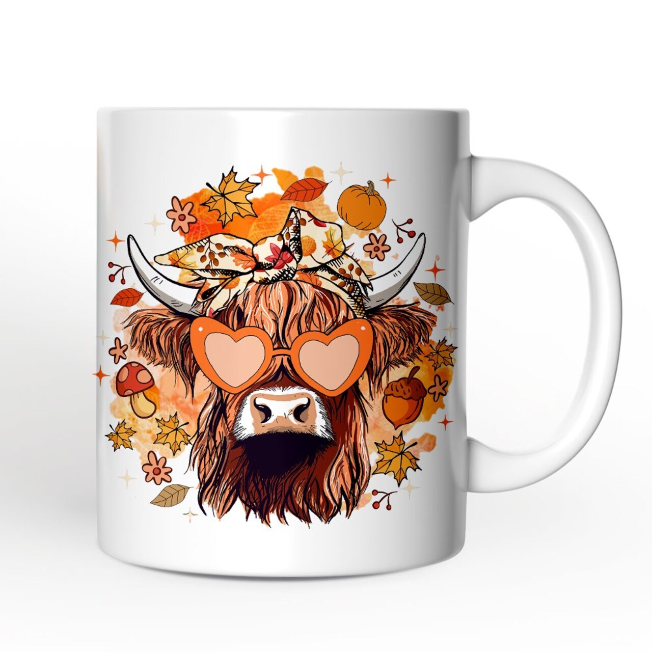 Fall Highland Cow Mug, Messy Bun Howdy Gift with Autumn Vibes
